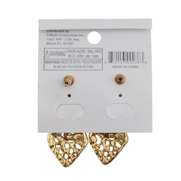 Gold Tone Drop Dangle Earrings Rhinestones By DBello - Picture 2 of 2